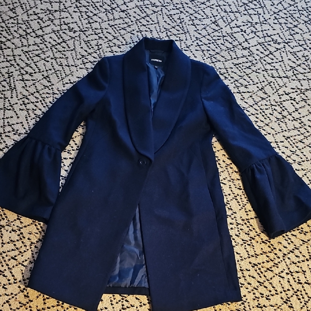ExpressNavy Blazer Jacket with Flared Sleeves. Size Small.